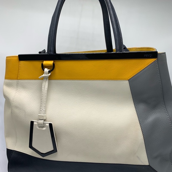 Fendi Handbags - Fendi 2Jours Colorblock tote in grey/yellow/black